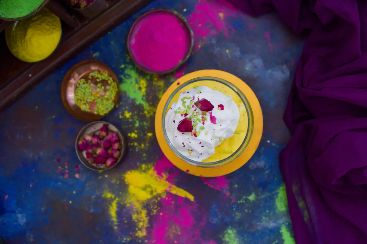Thandai Cheesecake — No-Bake Saffron Holi Dessert