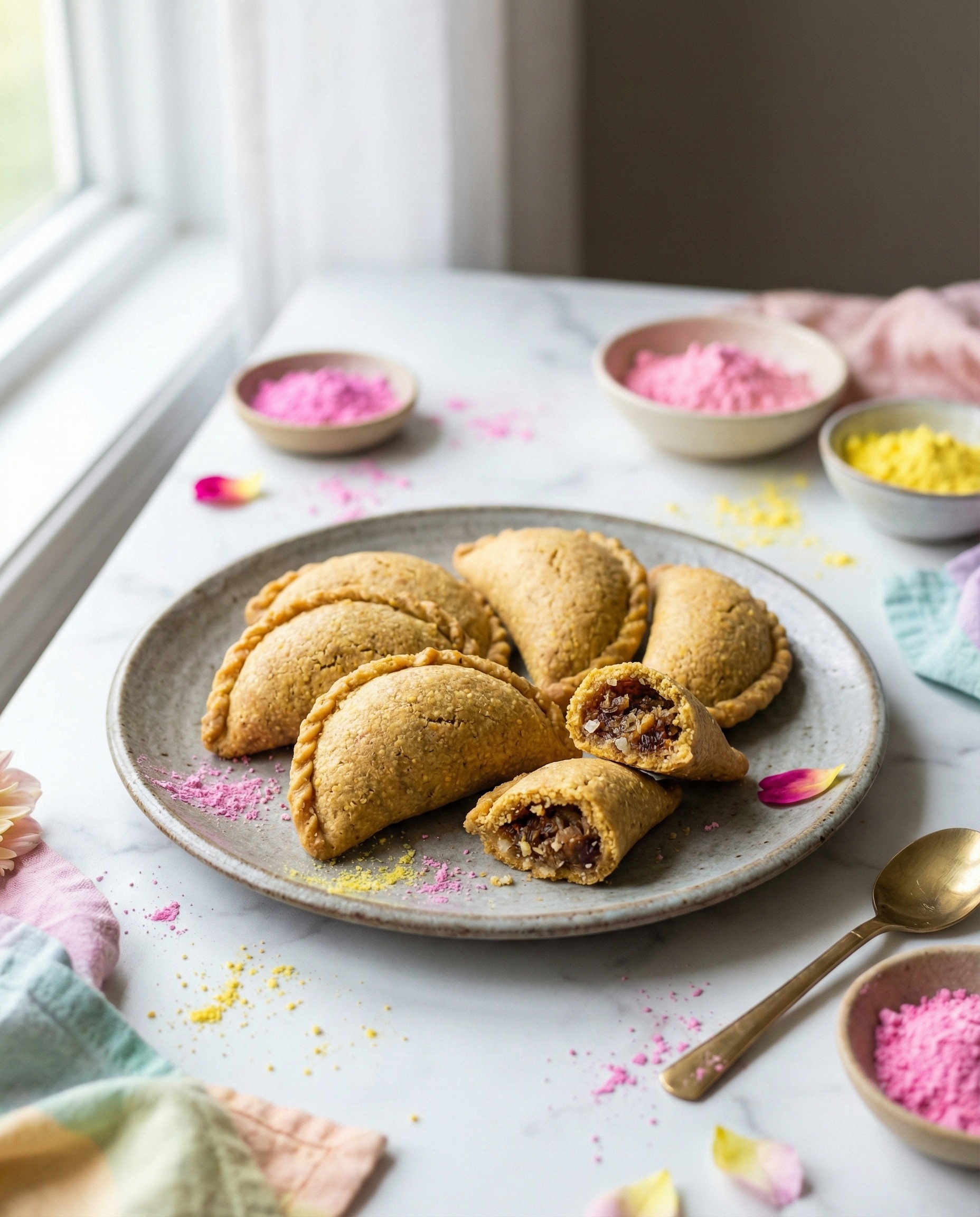 Baked Jowar Millet Gujiya with Coconut Date Filling