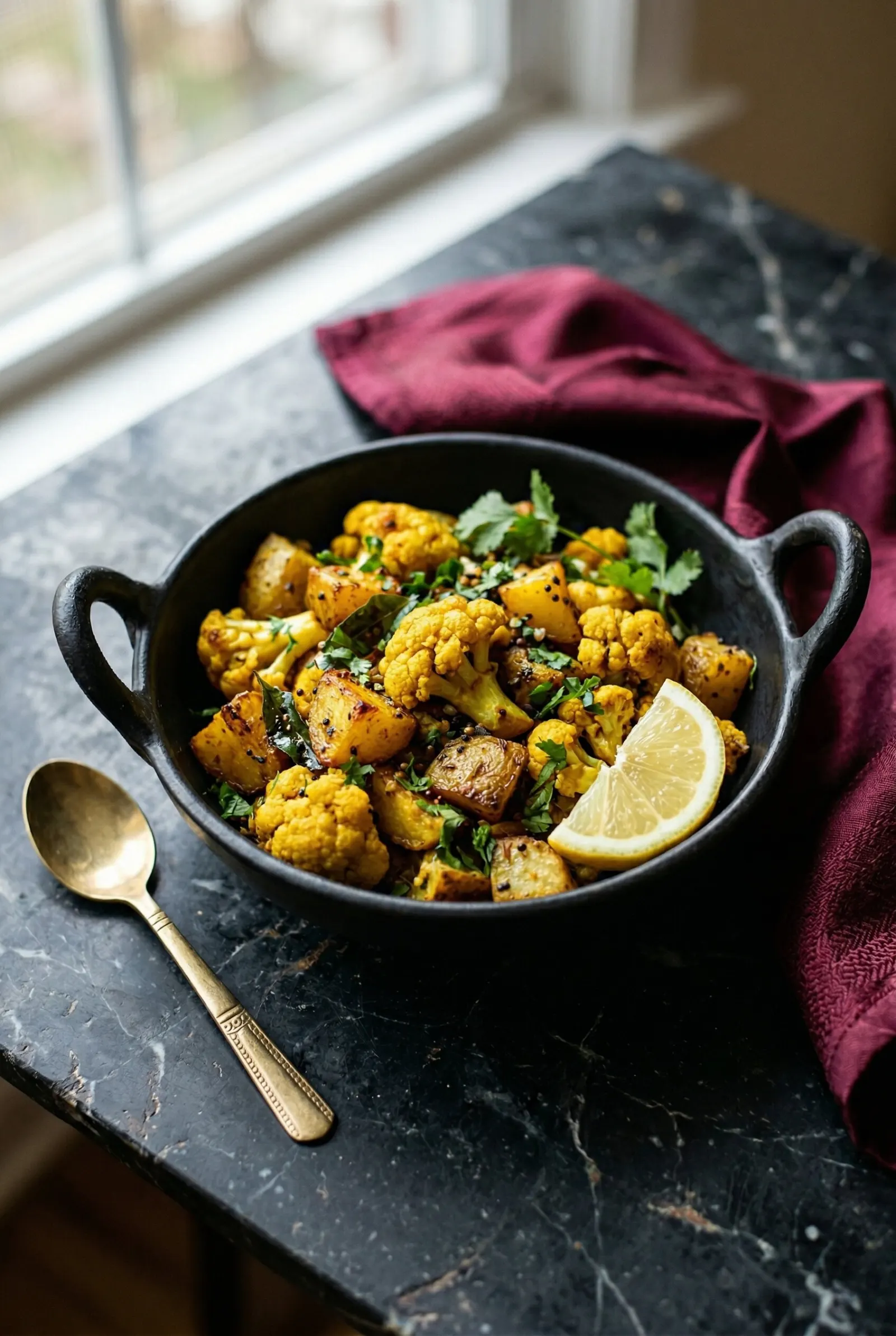 Aloo Gobi — Dry Gujarati-Style Cauliflower Potato Sabzi