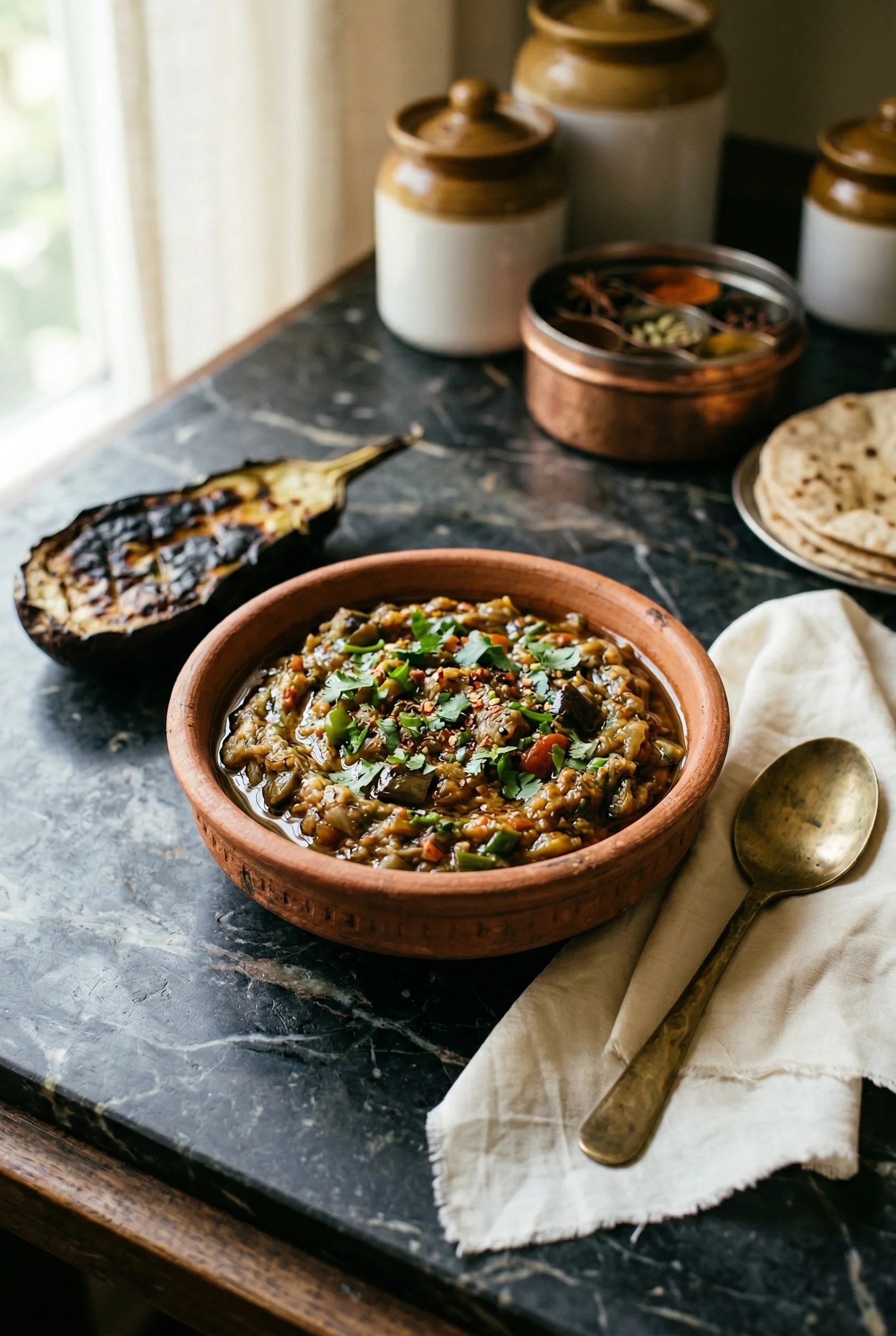 Baingan Bharta — Smoky Kathiyawadi Roasted Eggplant Curry