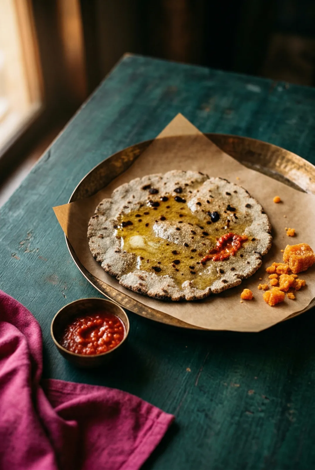 Bajra Rotlo (Gujarati Pearl Millet Flatbread)
