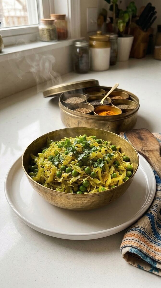 Cabbage Peas Sabzi (Patta Gobi Matar) — Quick Weeknight Side