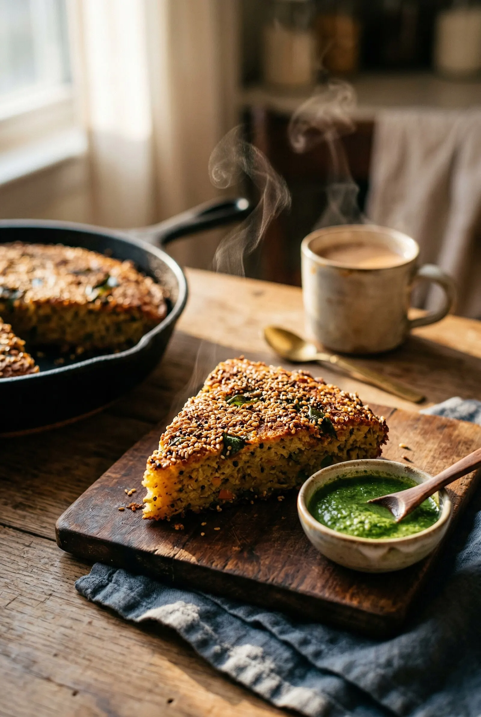 Handvo — Gujarati Lentil-Rice Cake with Sesame Tempering