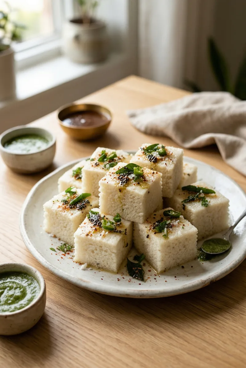 Khatta Meetha White Dhokla – Soft Gujarati Dal-Chawal Dhokla