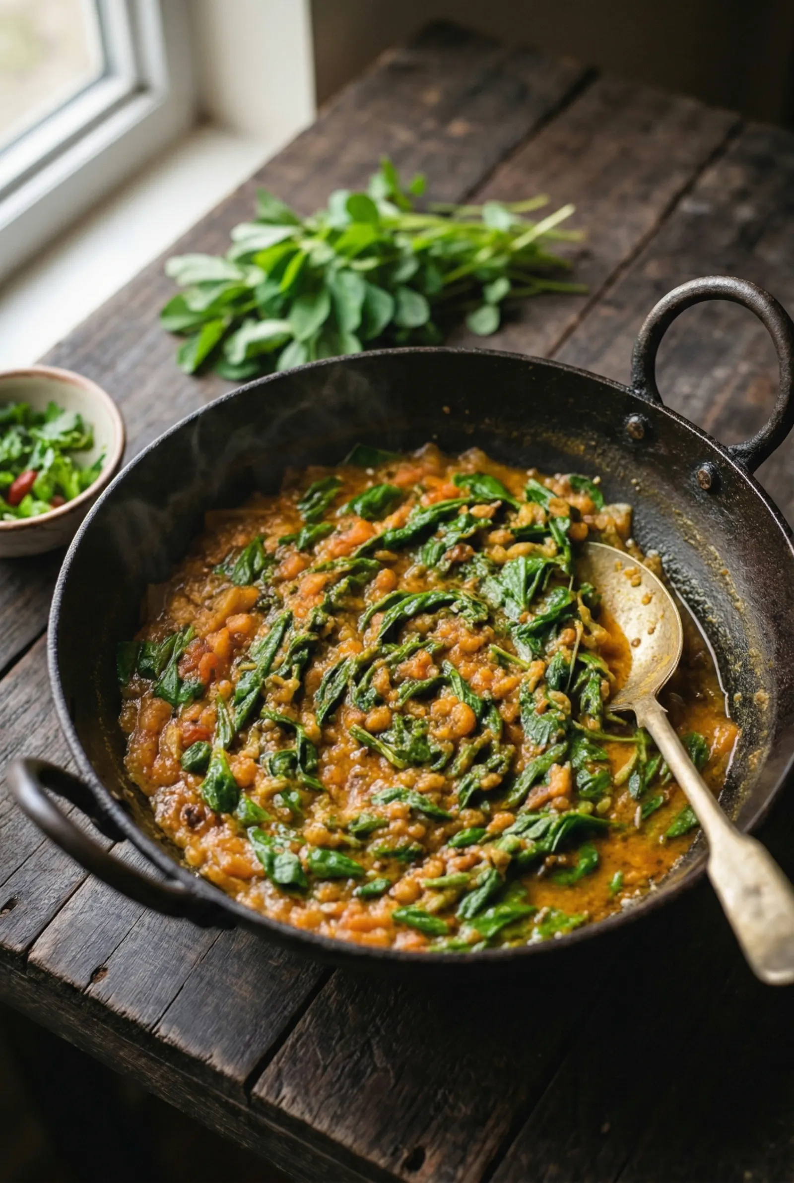Methi Nu Lotiyu — Gujarati Dry Fenugreek Sabzi with Besan