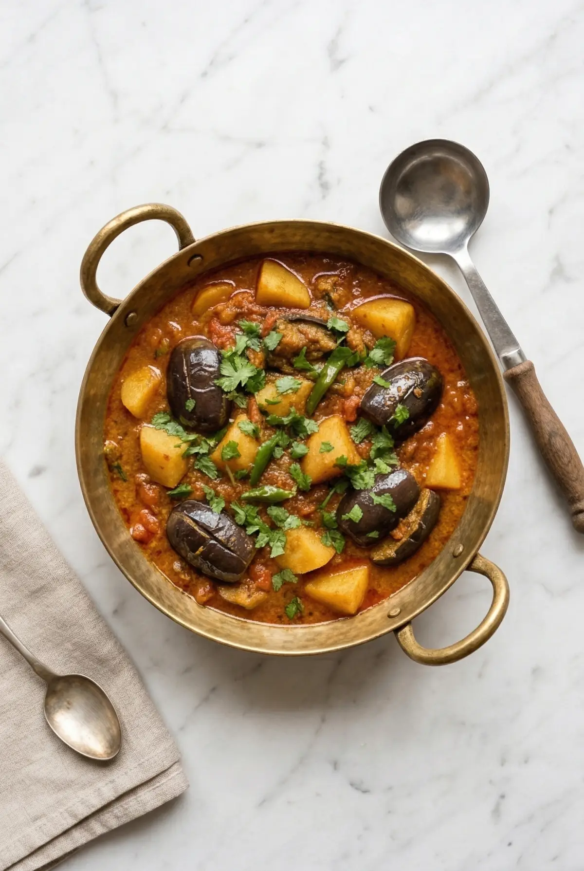 Ringan Batata Nu Shaak (Gujarati Eggplant and Potato Curry)
