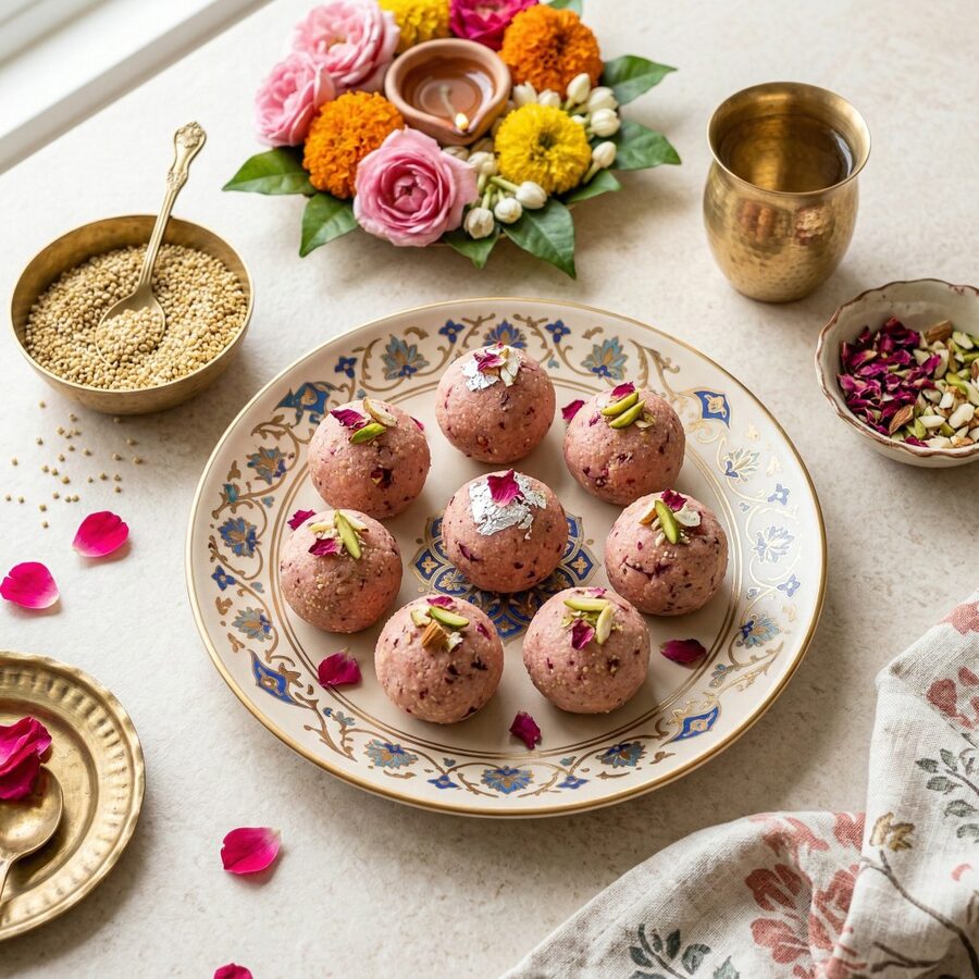 Rose Millet Ladoo | Healthy Holi Dessert