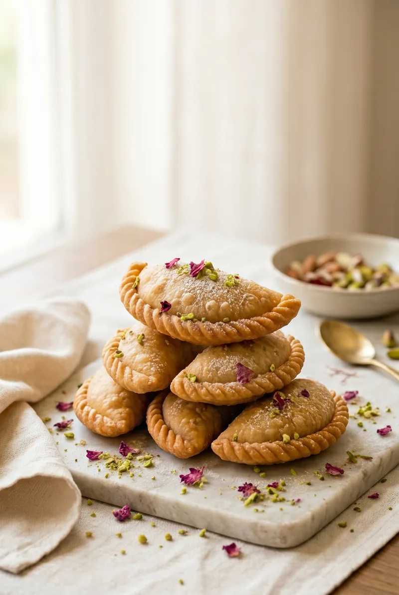 Homemade Gujiya Recipe (Crisp Holi Sweet with Mawa Filling)