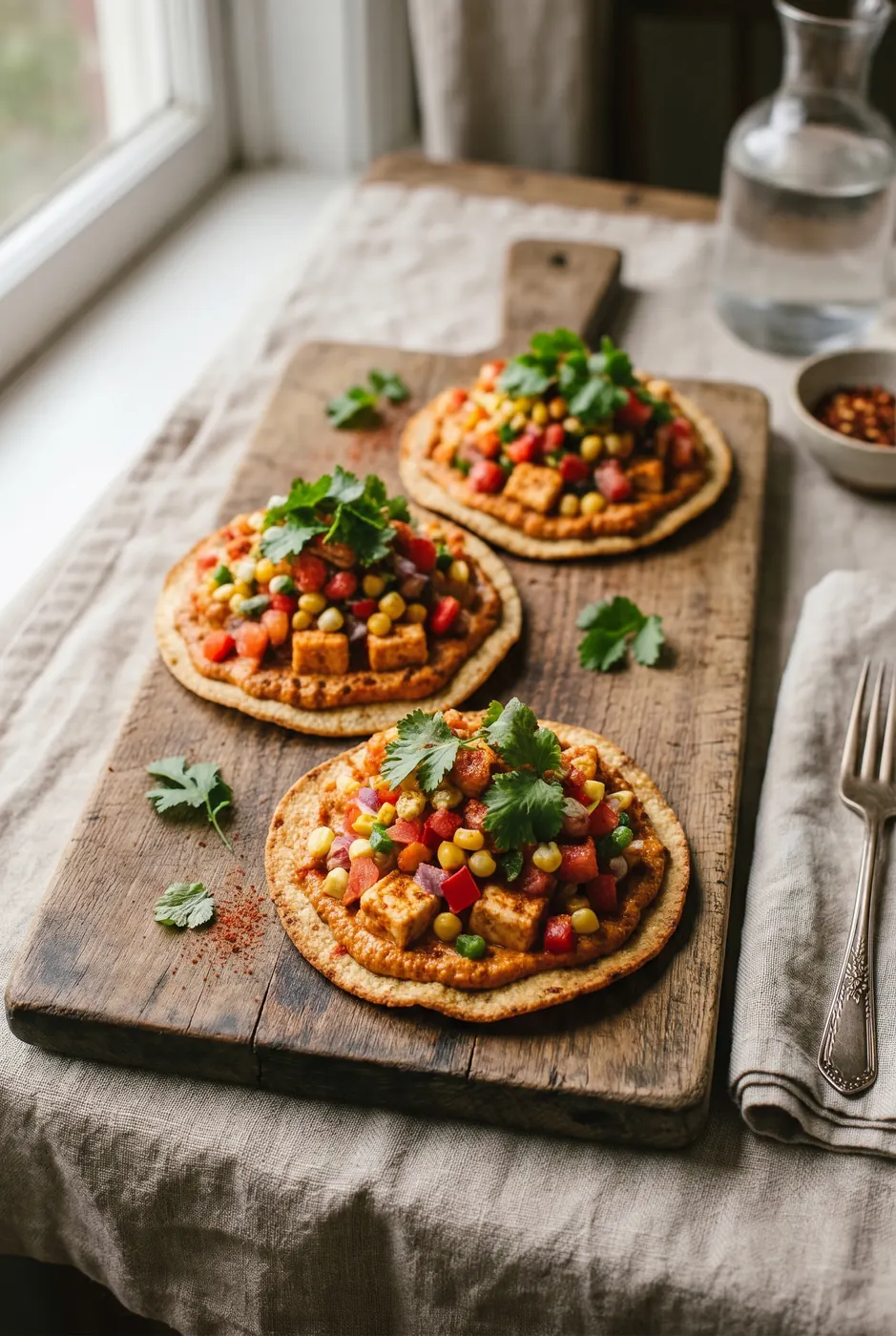 High Protein Jowar Tostadas with Chipotle Paneer