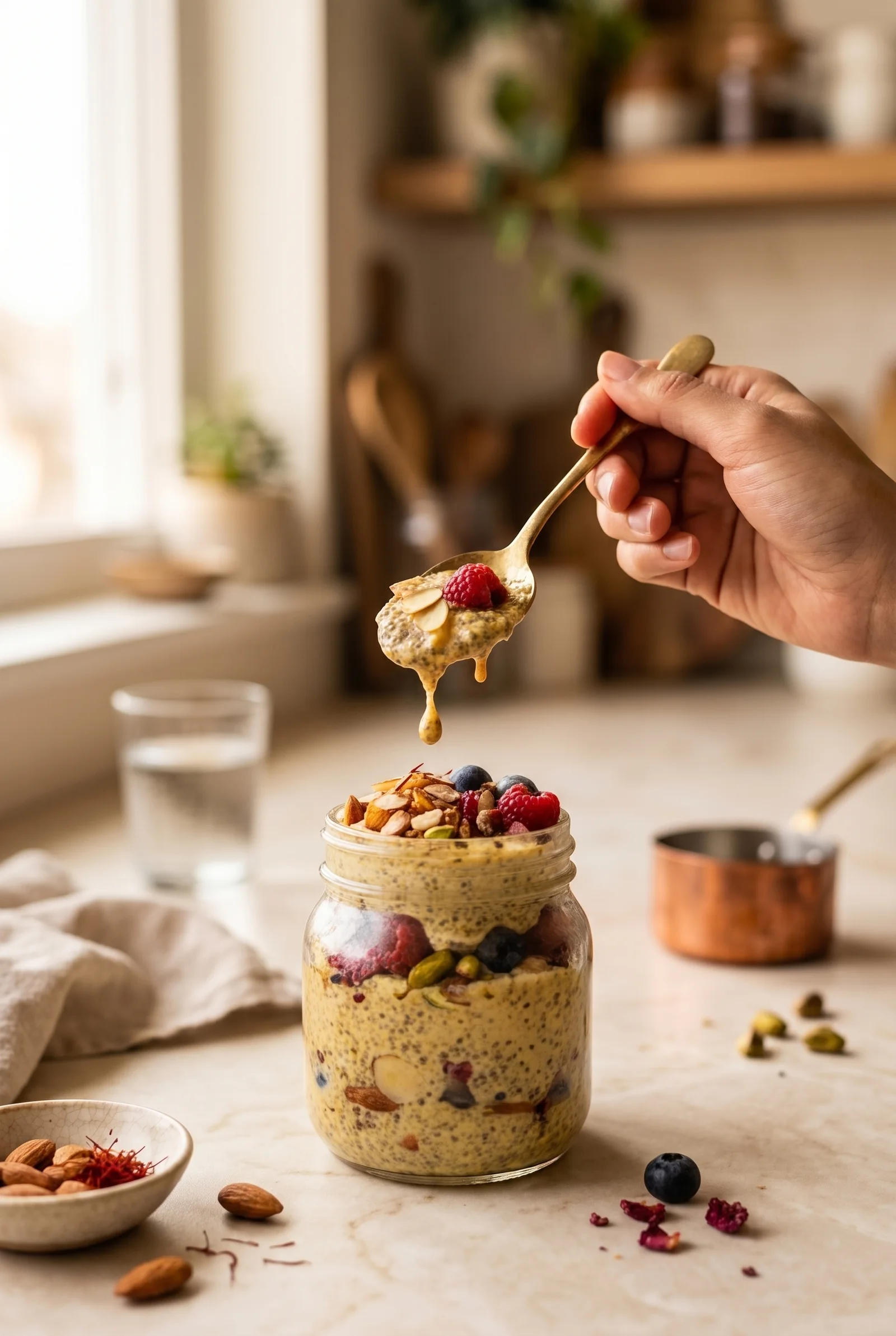 Kesar Badam Chia Pudding (Indian Style Overnight Chia)