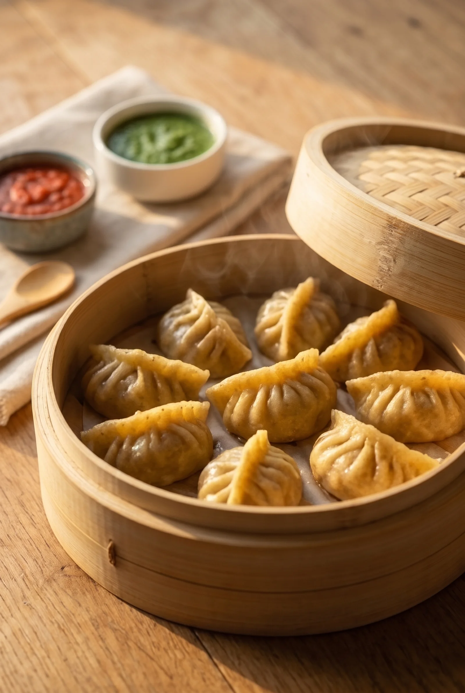 Steamed Millet Momos with Carrot, Cabbage & Cheese