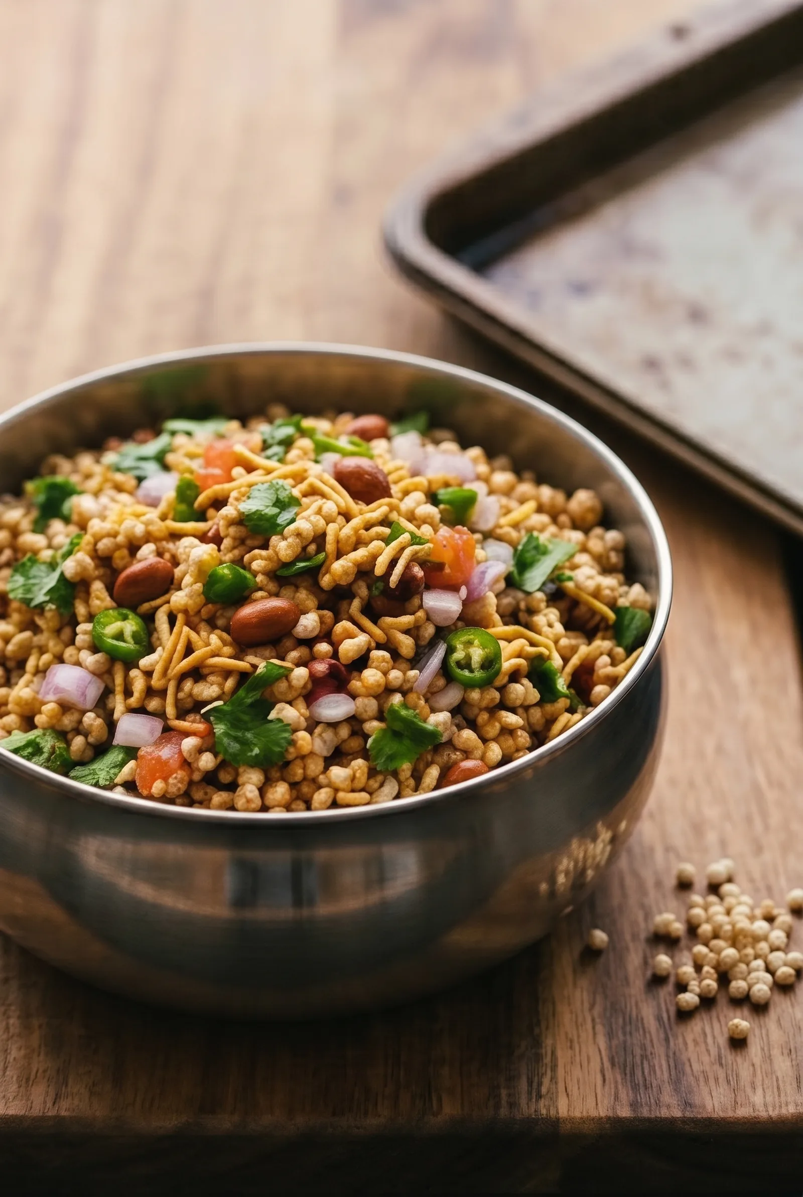 Quinoa or Millet Jhal Muri (Oven-Puffed, Mustard Oil)