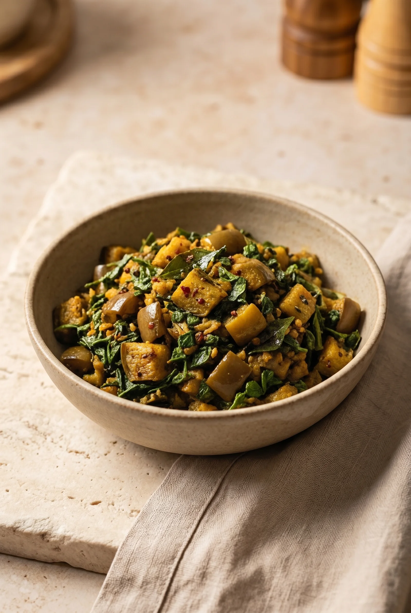 Ringan Methi Sabzi (Gujarati Eggplant with Fenugreek Leaves)