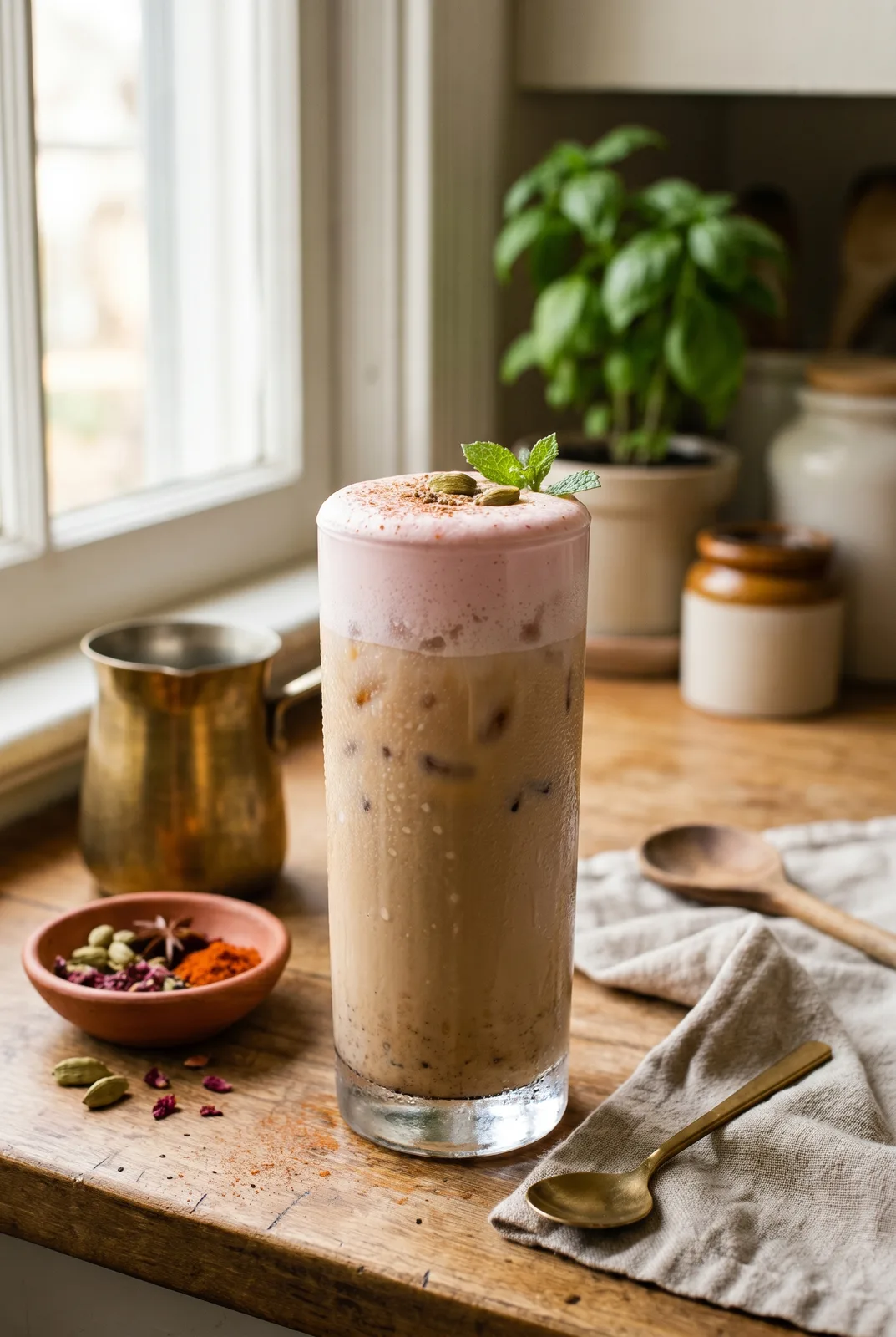 Rose Chai Three Ways (Iced Foam, Hot Foam, Hot Syrup Mixed)