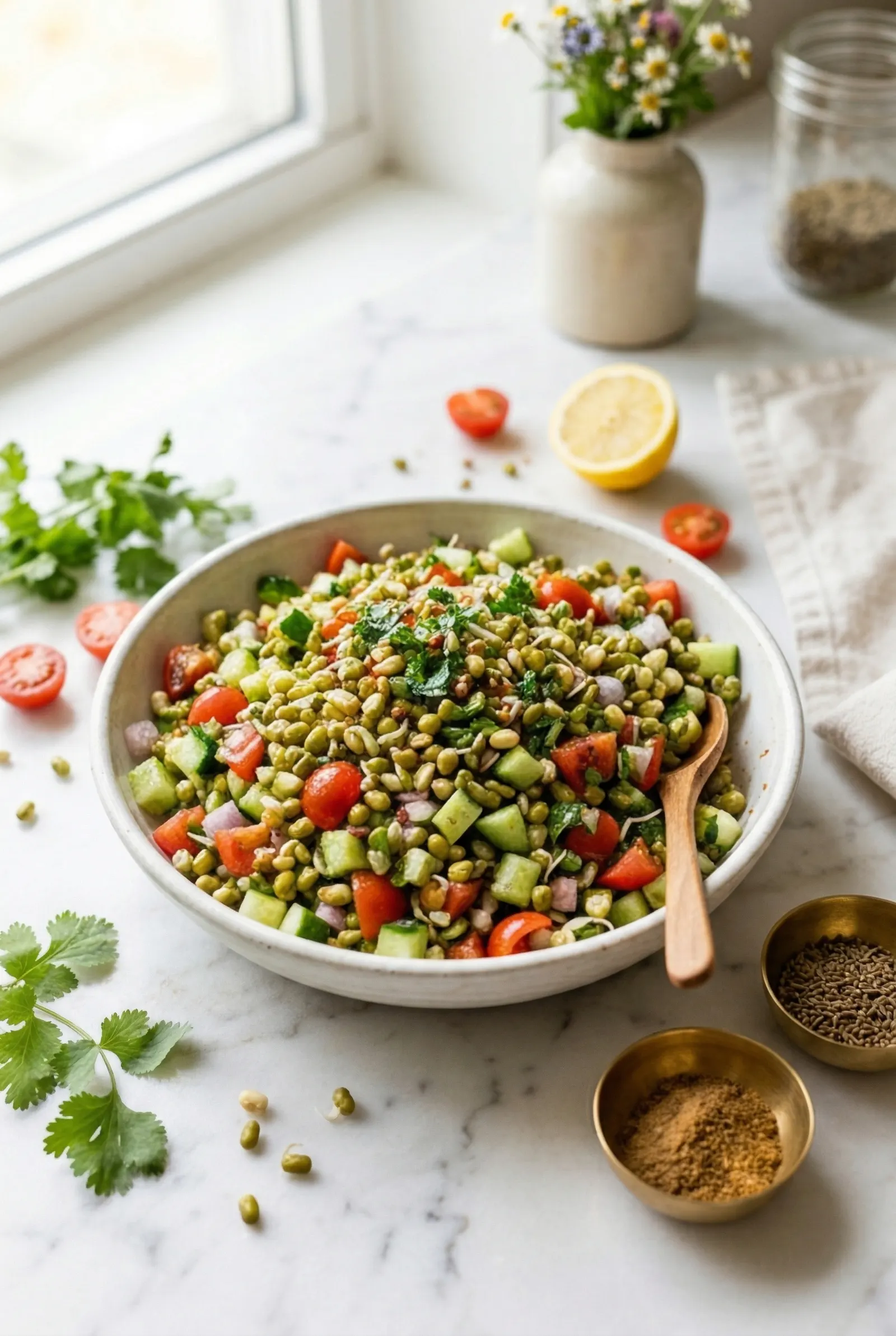 Sprouted Moong Salad (Quick Protein-Packed Indian Salad)