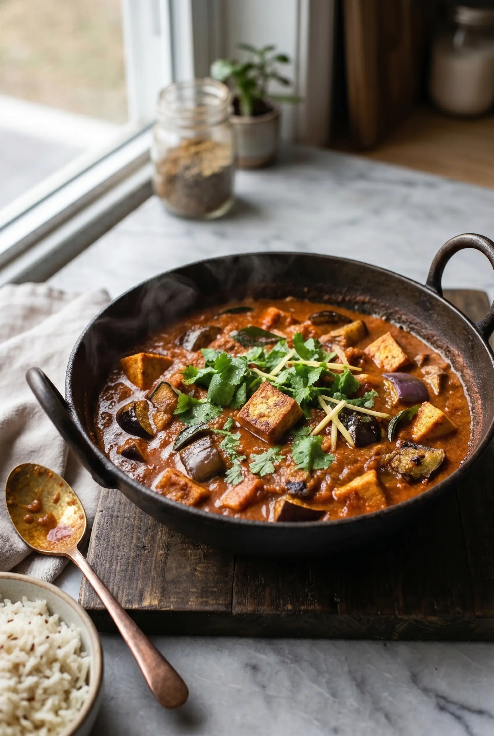 Tofu Eggplant Curry (Weeknight Vegan Indian-Style)