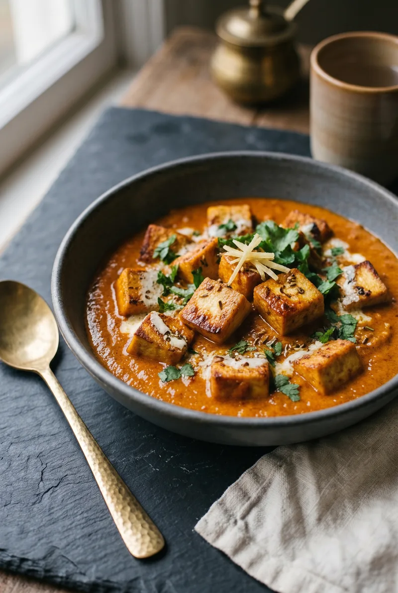 Vegan Paneer Curry — Tofu in Tomato-Cashew Gravy