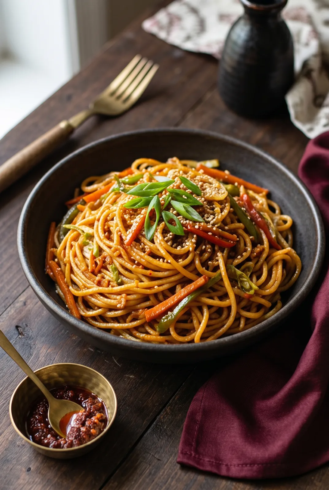 Chilli Garlic Noodles (Veg Chowmein)