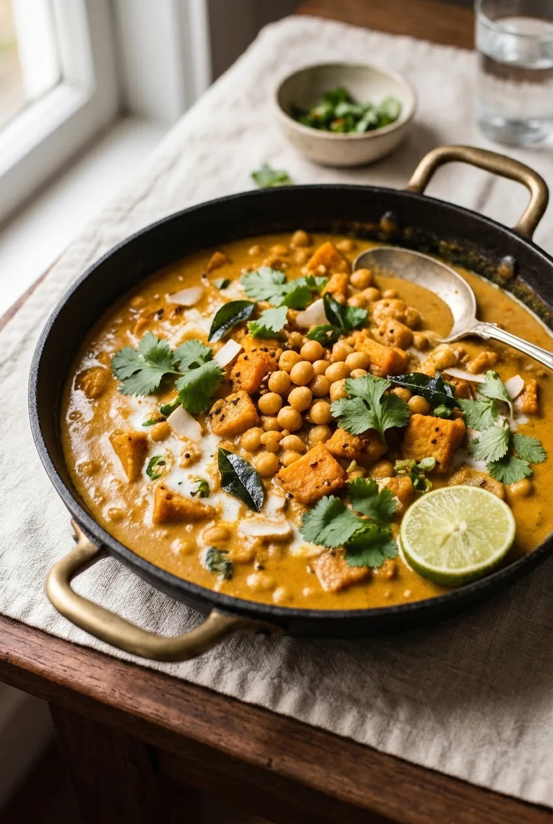 Coconut Pumpkin Chickpea Curry with Lime | Easy One-Pan Vegan Dinner