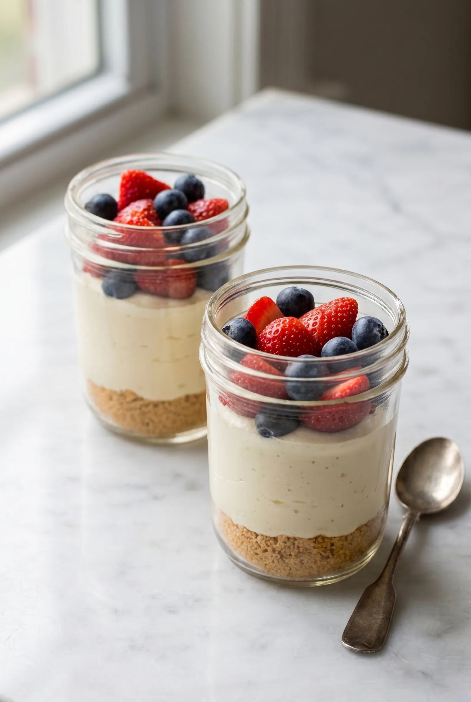 Easy Eggless Cheesecake in a Jar (No-Bake)