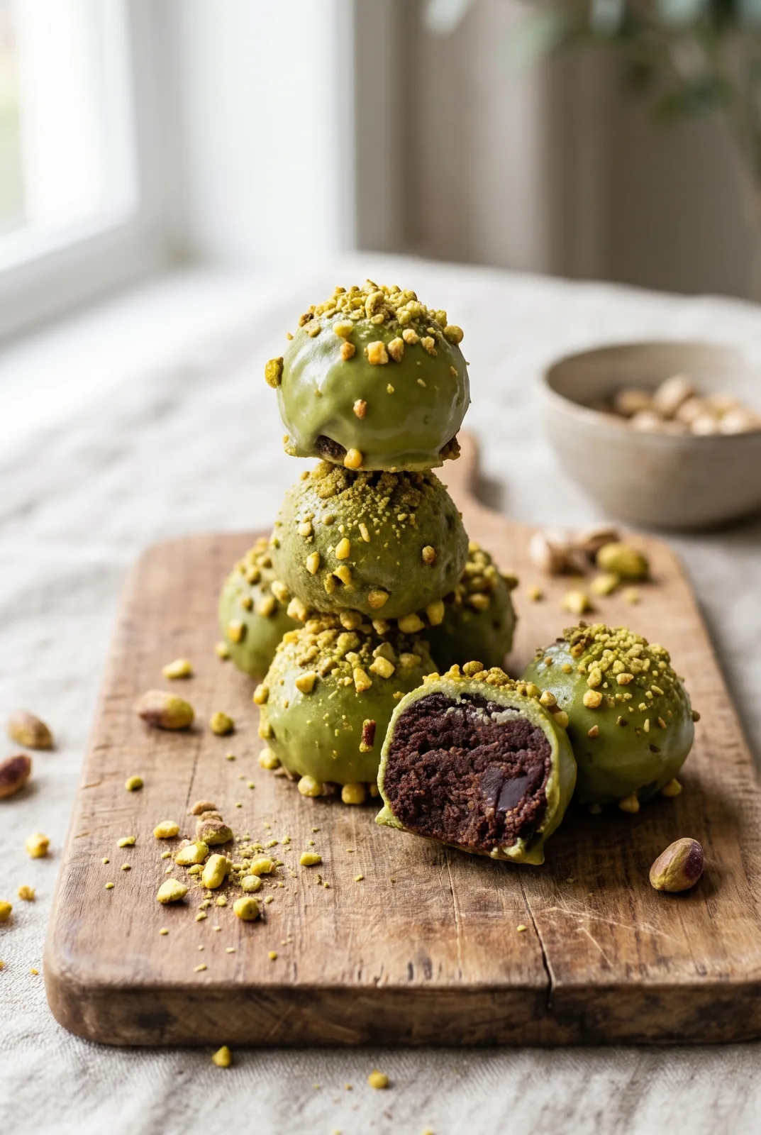 Eggless Pistachio Ferrero Rocher Brownies