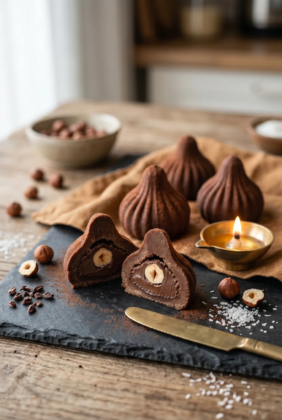 Ferrero Rocher Modak (No-Bake Chocolate Hazelnut Modaks)