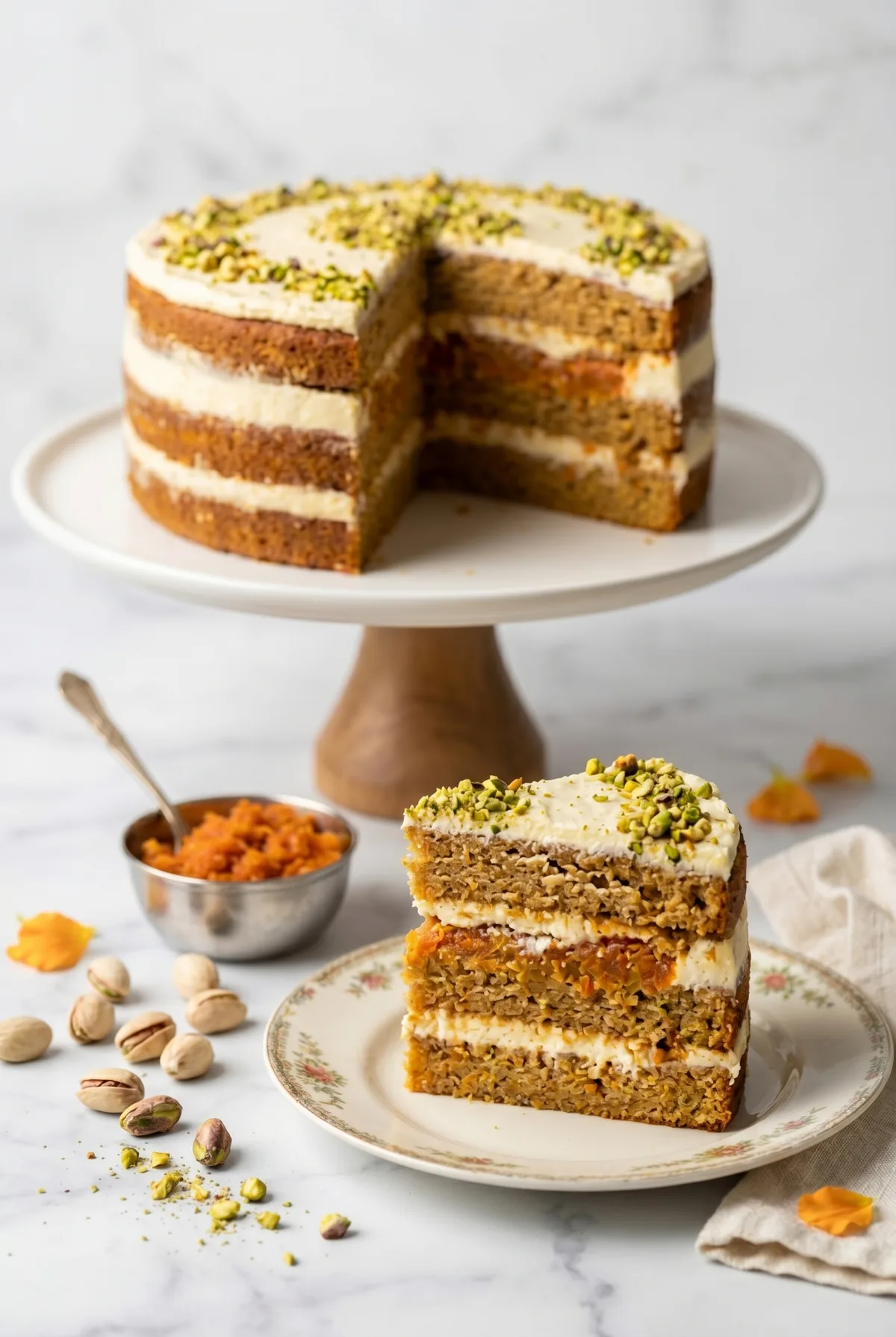 Gajar Halwa Cake (Eggless Indian Carrot Layer Cake)