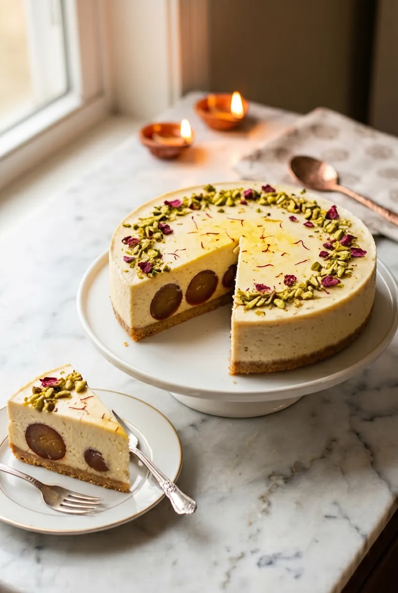 Eggless No-Bake Gulab Jamun Cheesecake (Easy Fusion Dessert)