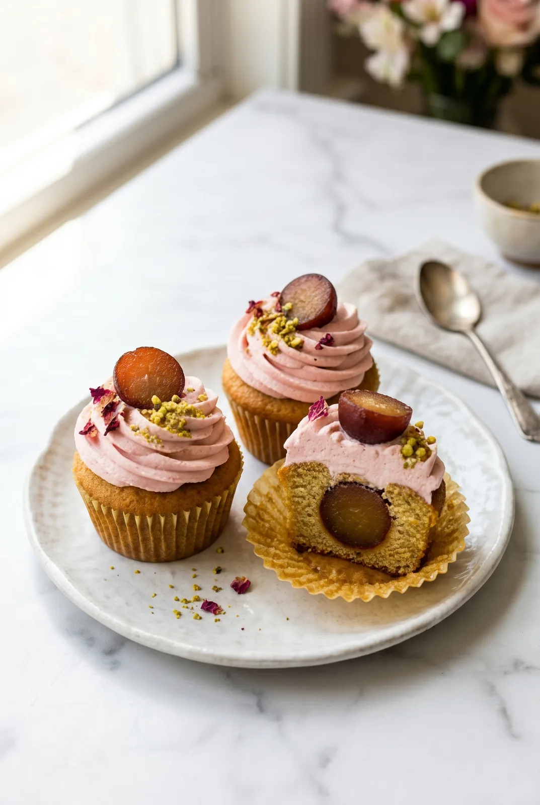 Eggless Gulab Jamun Cupcakes (Stuffed & Topped)