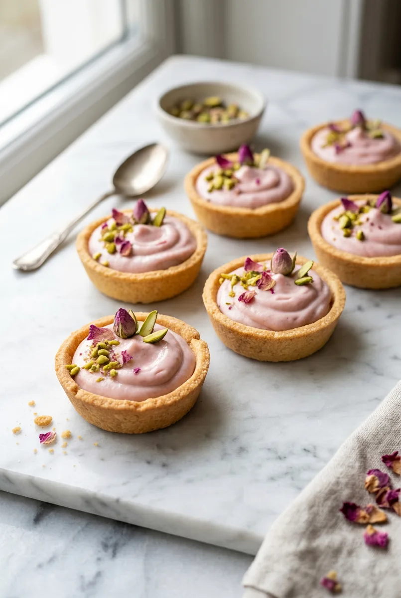 Gulkand Shrikhand Tarts (No-Bake Mini Dessert)