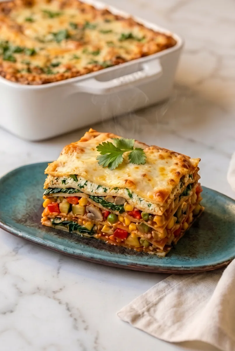Indian-Style Vegetable Lasagna (Ricotta & Mixed Vegetable Layers)