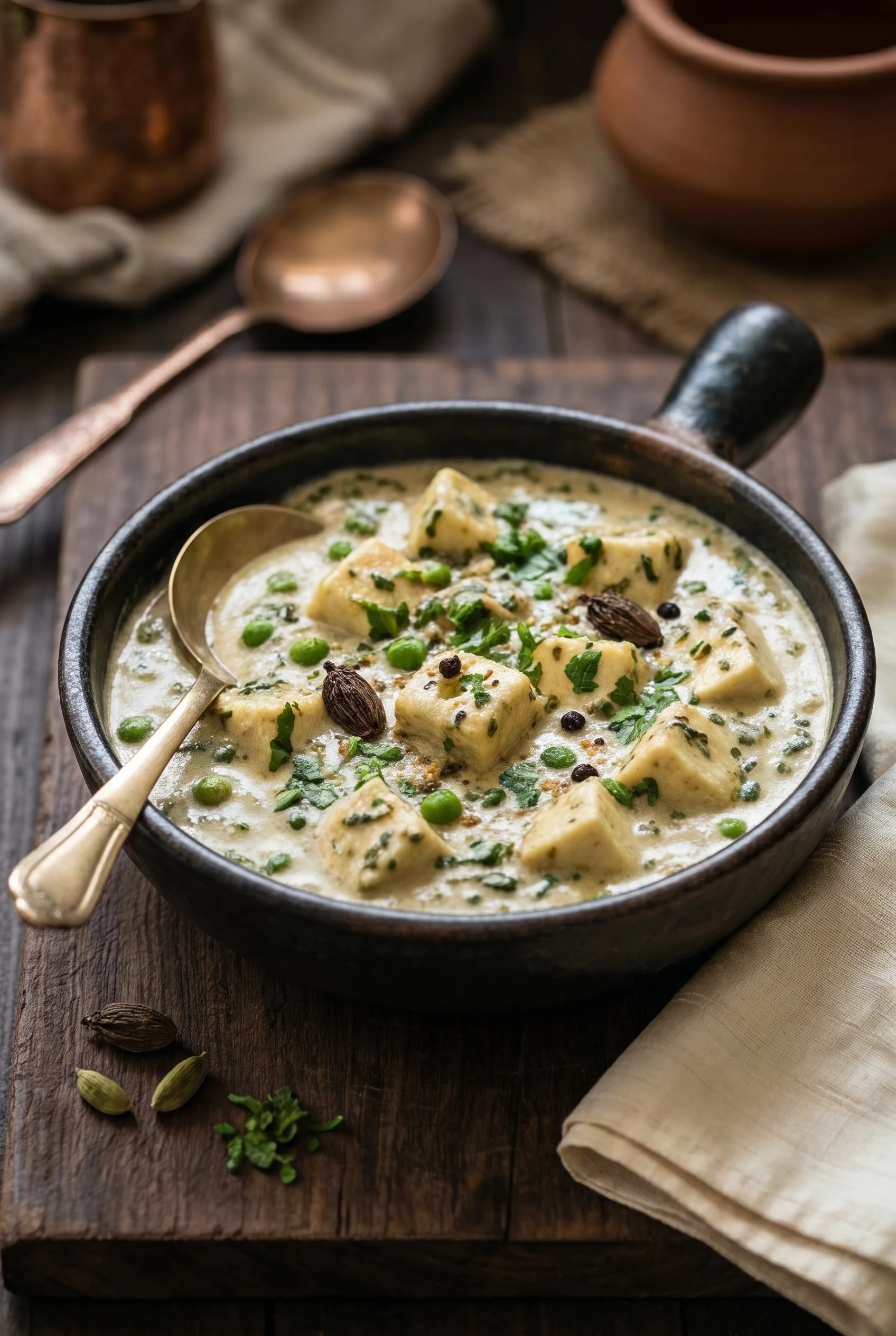 Jain Methi Malai Paneer (No Onion No Garlic White Gravy)