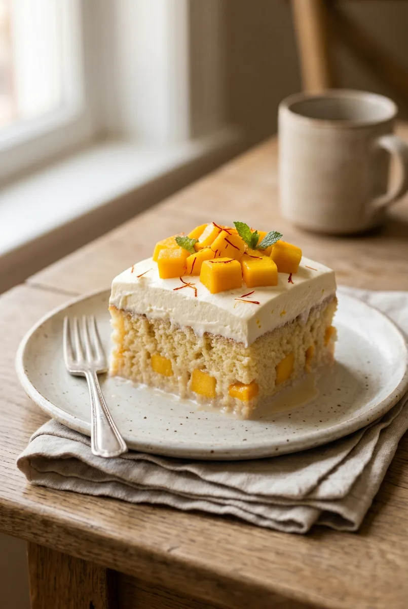Mango Tres Leches Cake (Eggless Indian-Style Summer Dessert)
