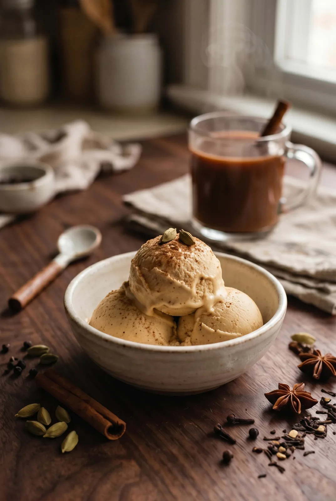Eggless Masala Chai Ice Cream (No Churn)