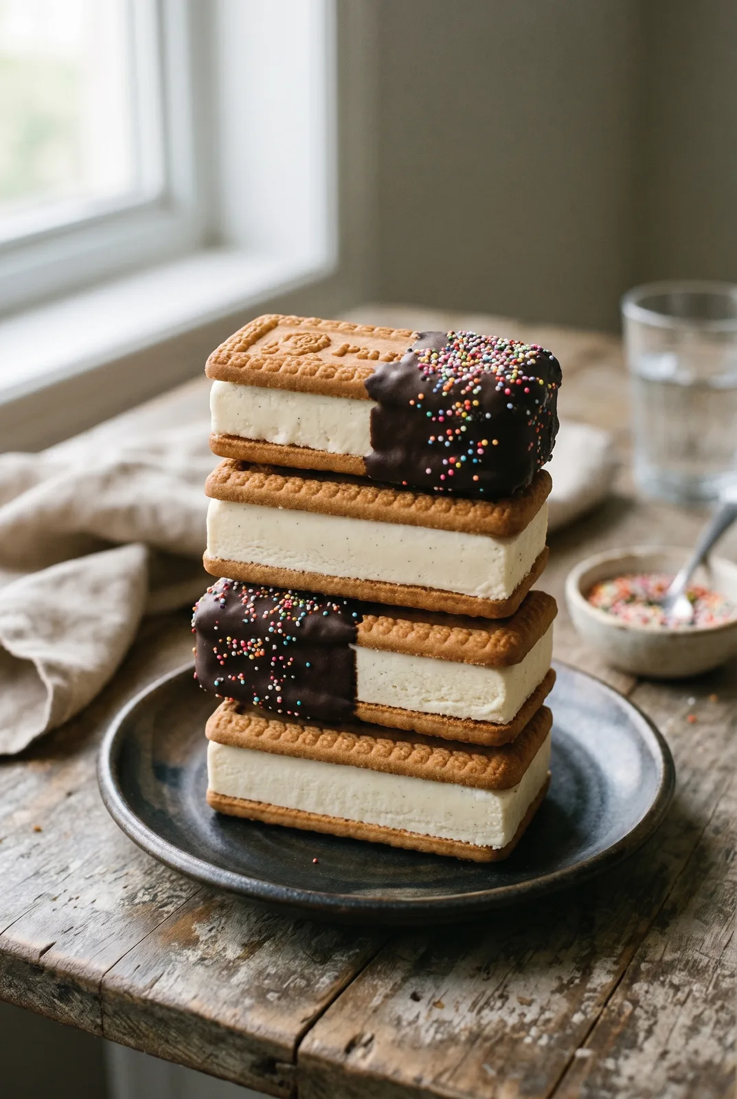 Parle-G Ice Cream Sandwich (Chocolate Dip + Sprinkles)