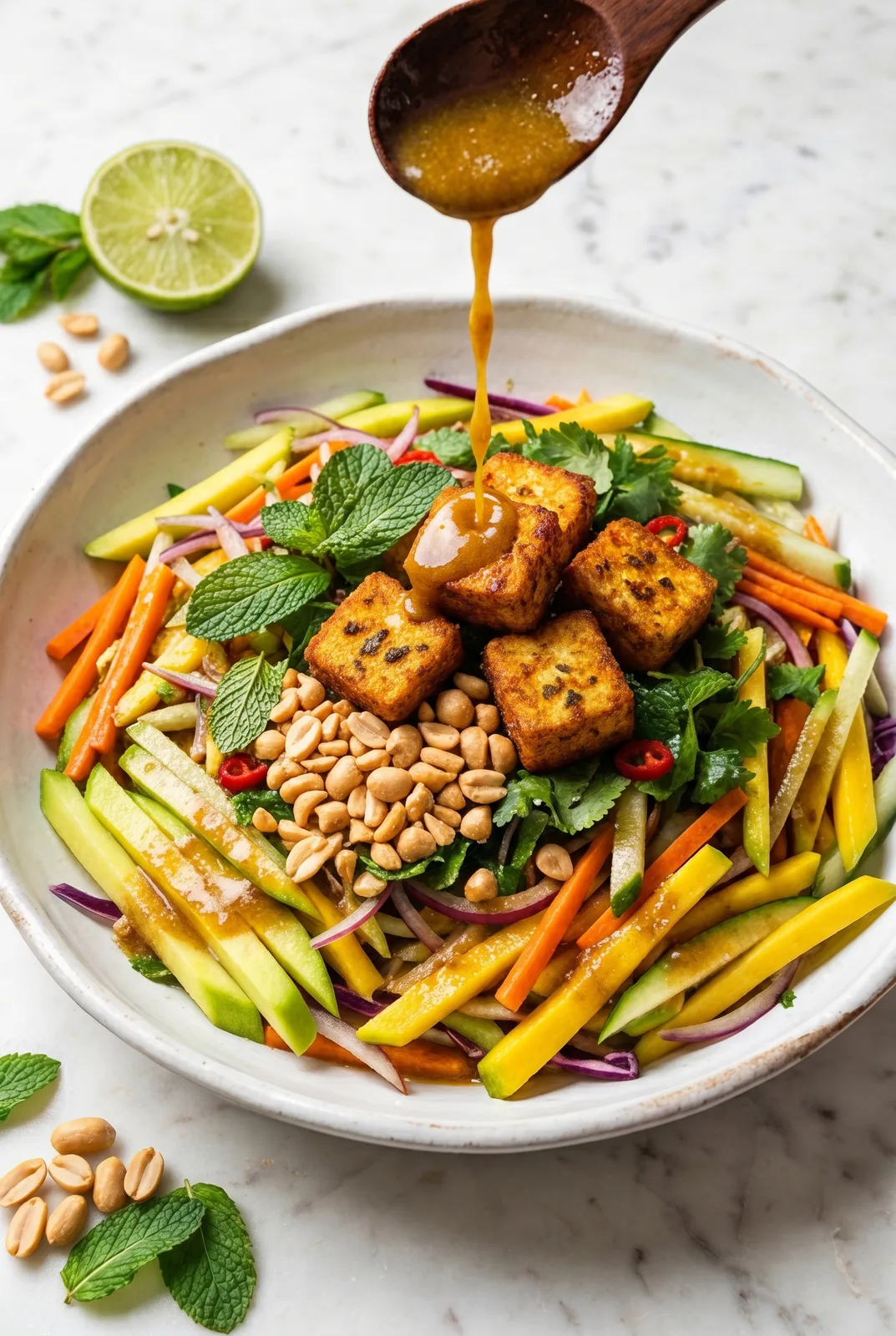Indian Summer Salad – Spicy Raw Mango Salad with Crispy Paneer