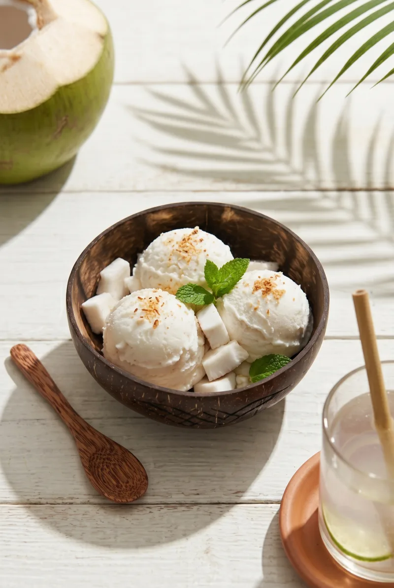 Tender Coconut Ice Cream (Naturals Style, 4 Ingredients)