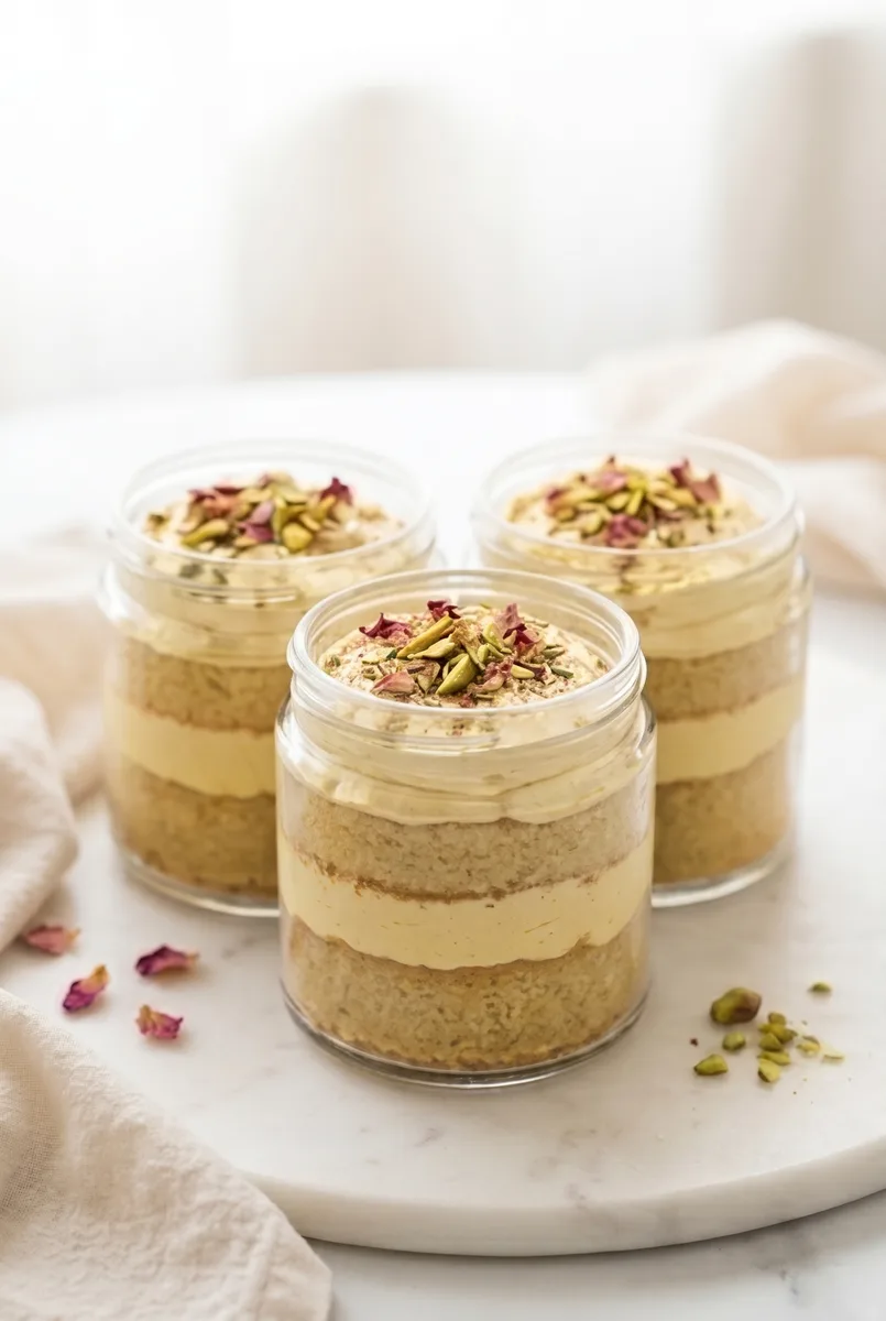 Thandai Cake Jars (Eggless Holi Dessert)
