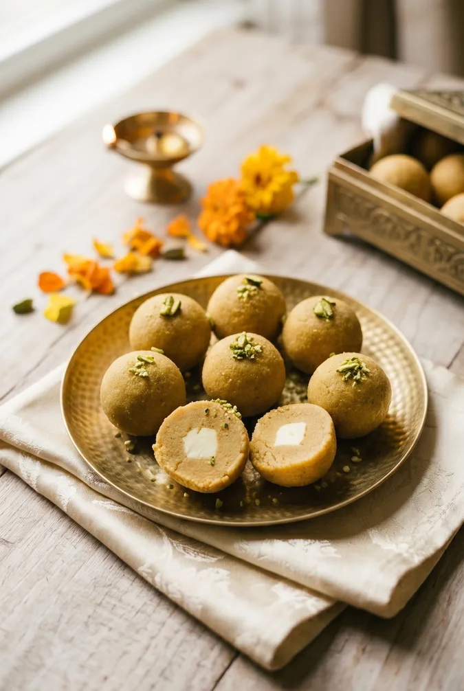 Chocolate Truffle Besan Ladoo — Stuffed Diwali Sweet