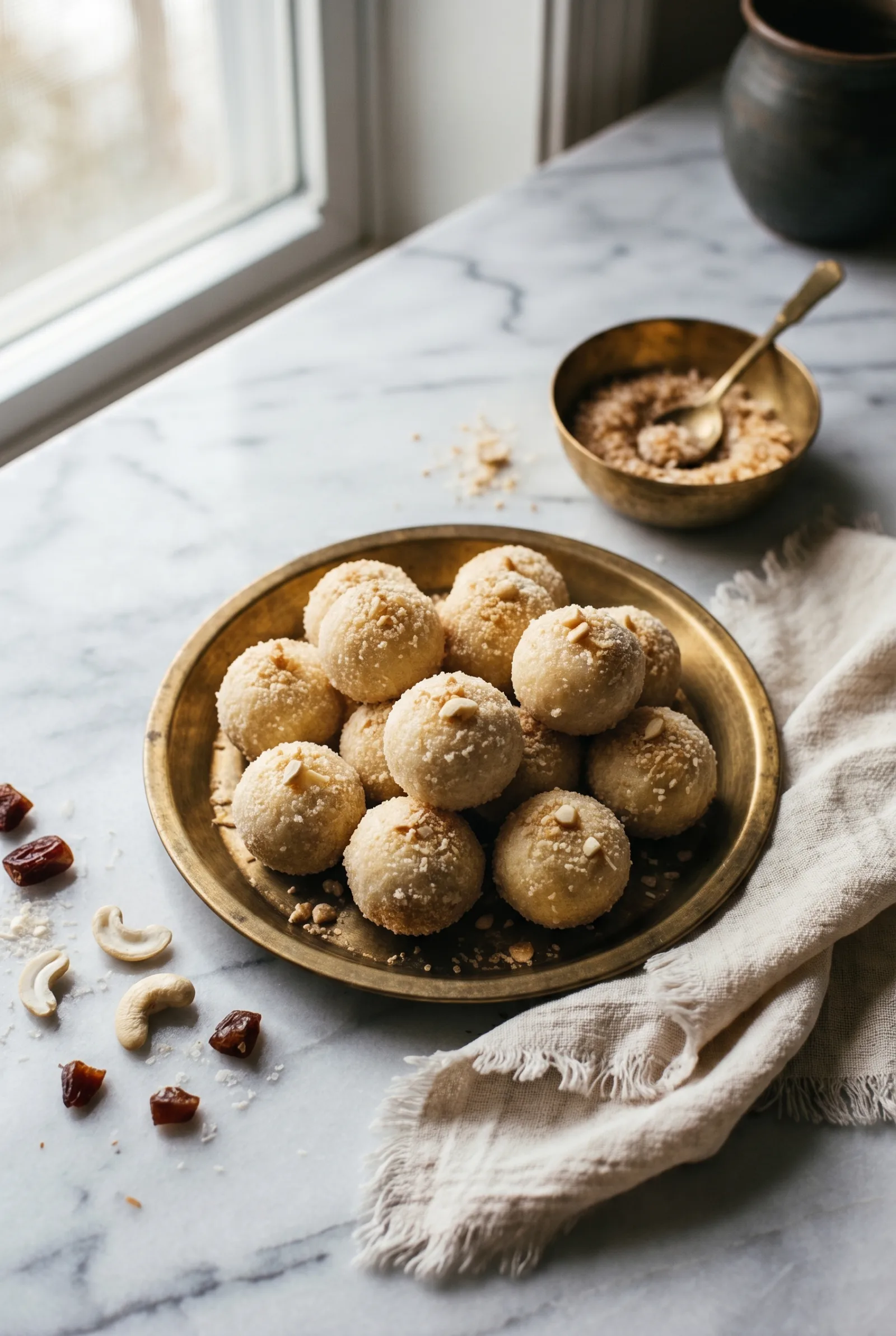 Coconut Cashew Laddoo (Nariyal Kaju Laddoo)