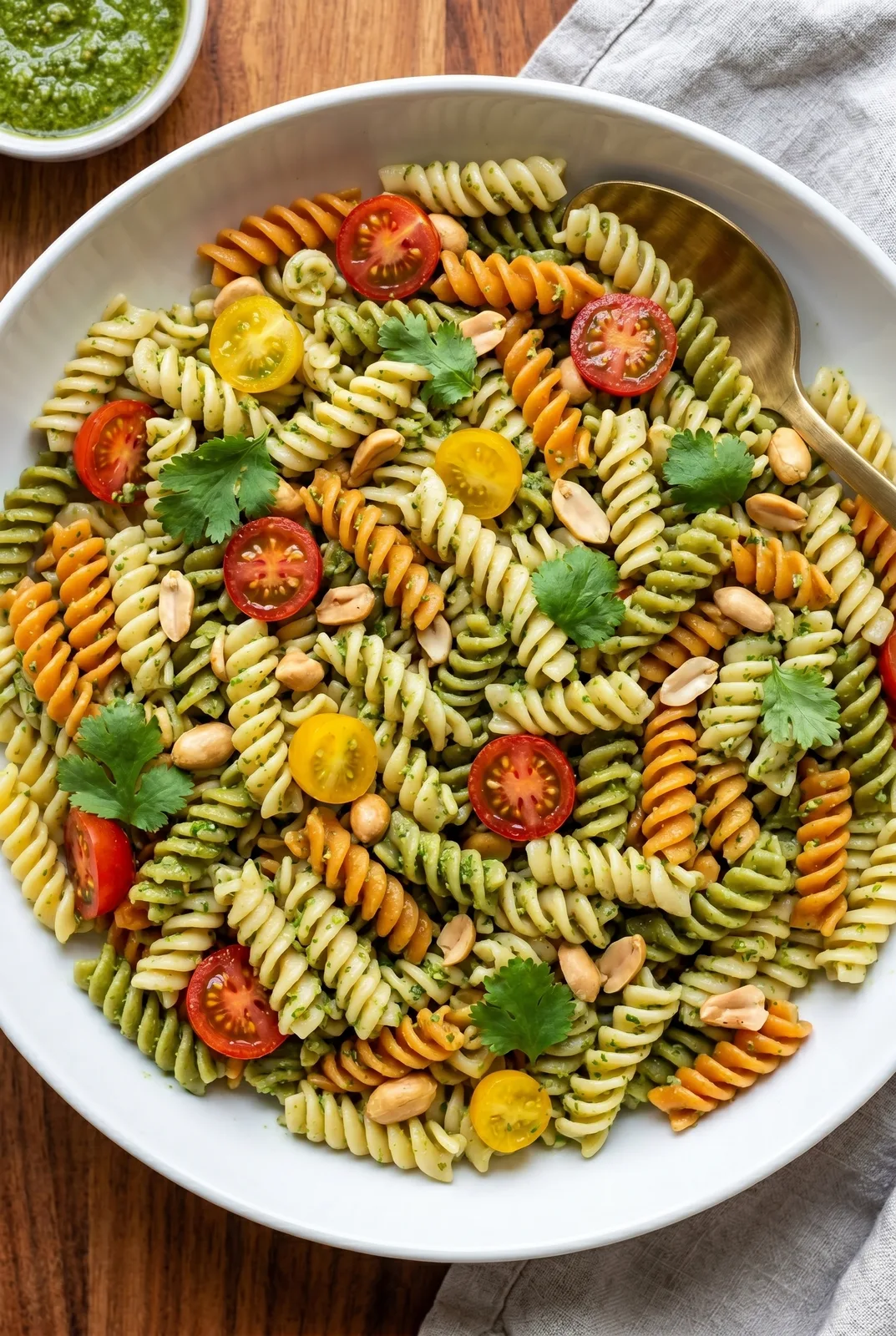 Green Chutney Pasta (Creamy Hari Chutney Protein Rotini)