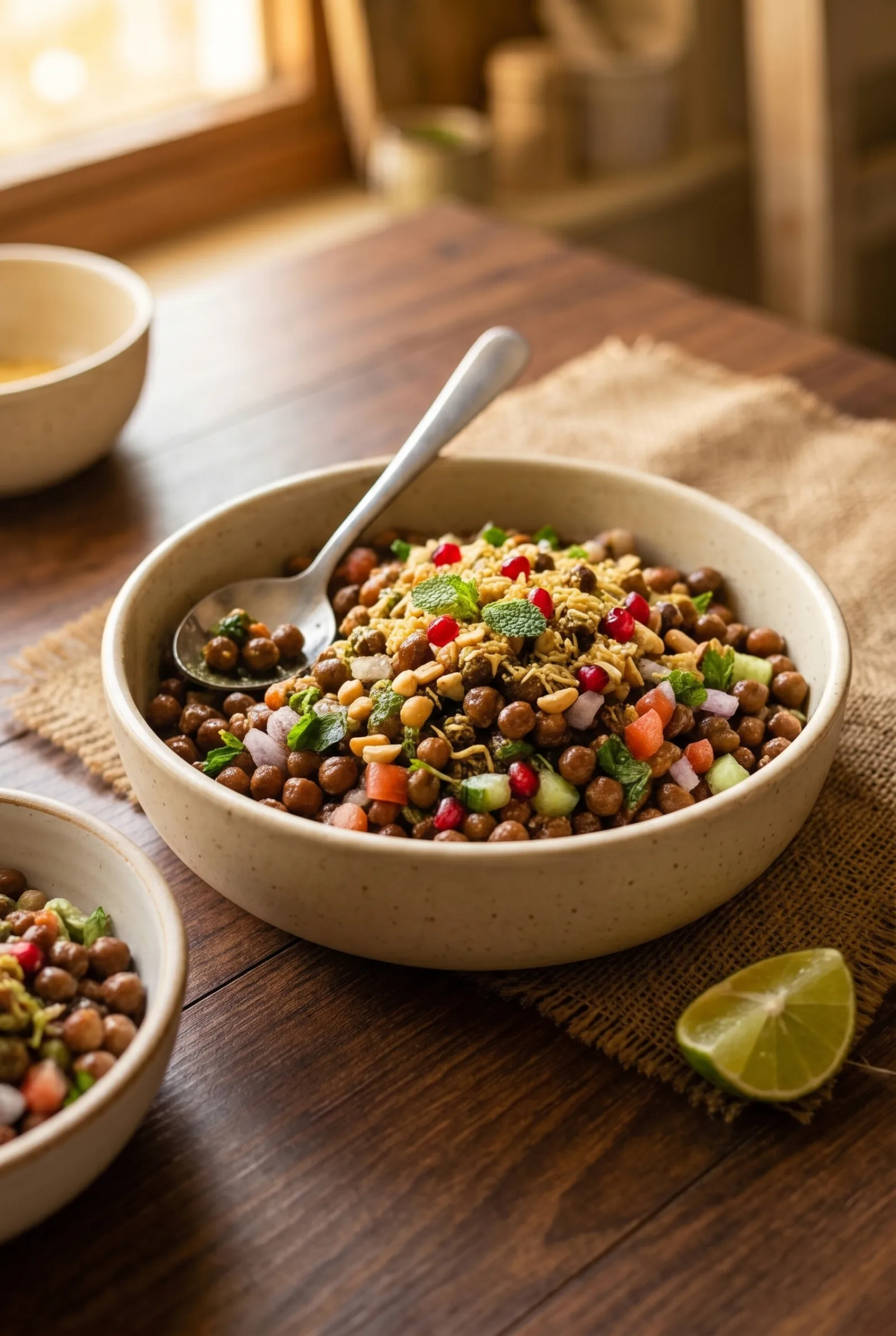 Kala Chana Chaat Salad with Cilantro & Tamarind Chutney