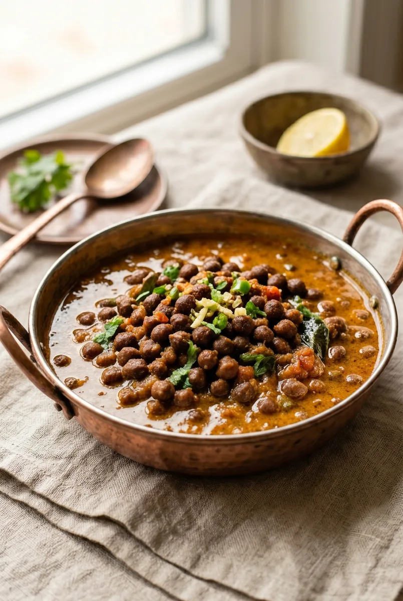 Gujarati Kala Chana Nu Shaak (No Onion No Garlic Rasawala Curry)