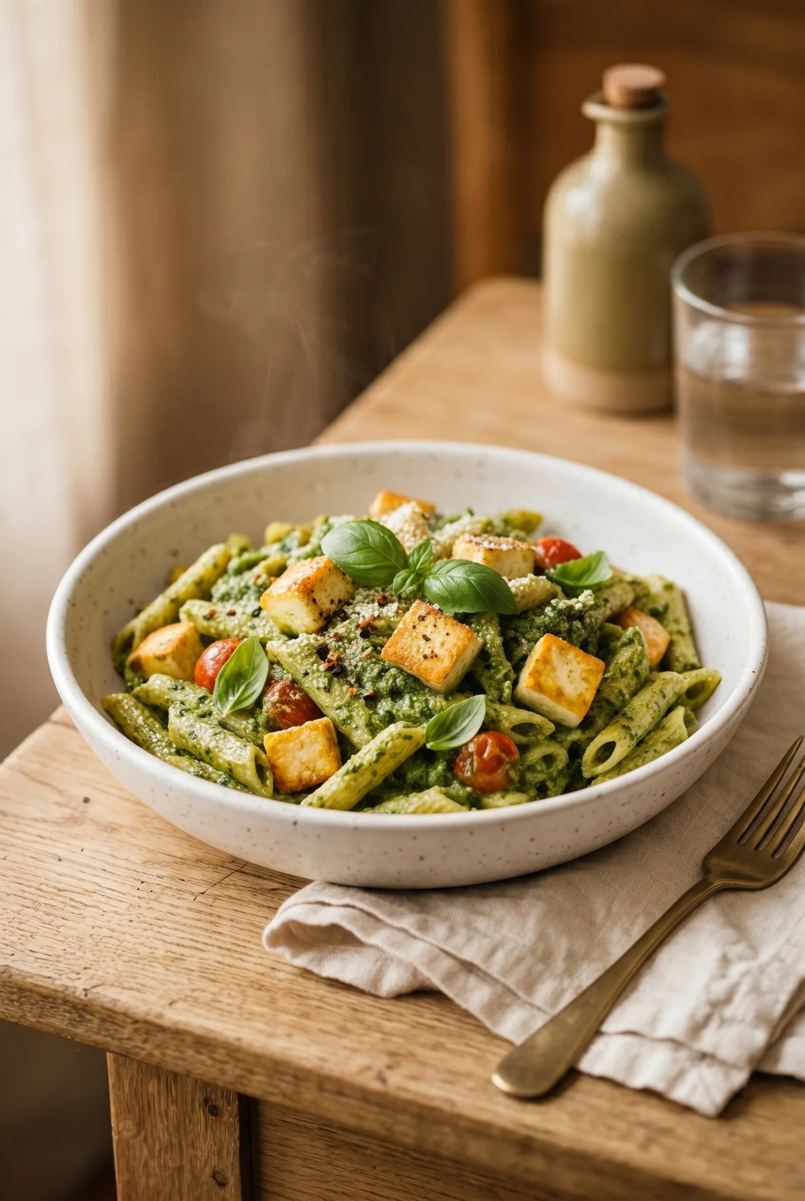 Palak Pesto Paneer Pasta (Ready in 25 Minutes)