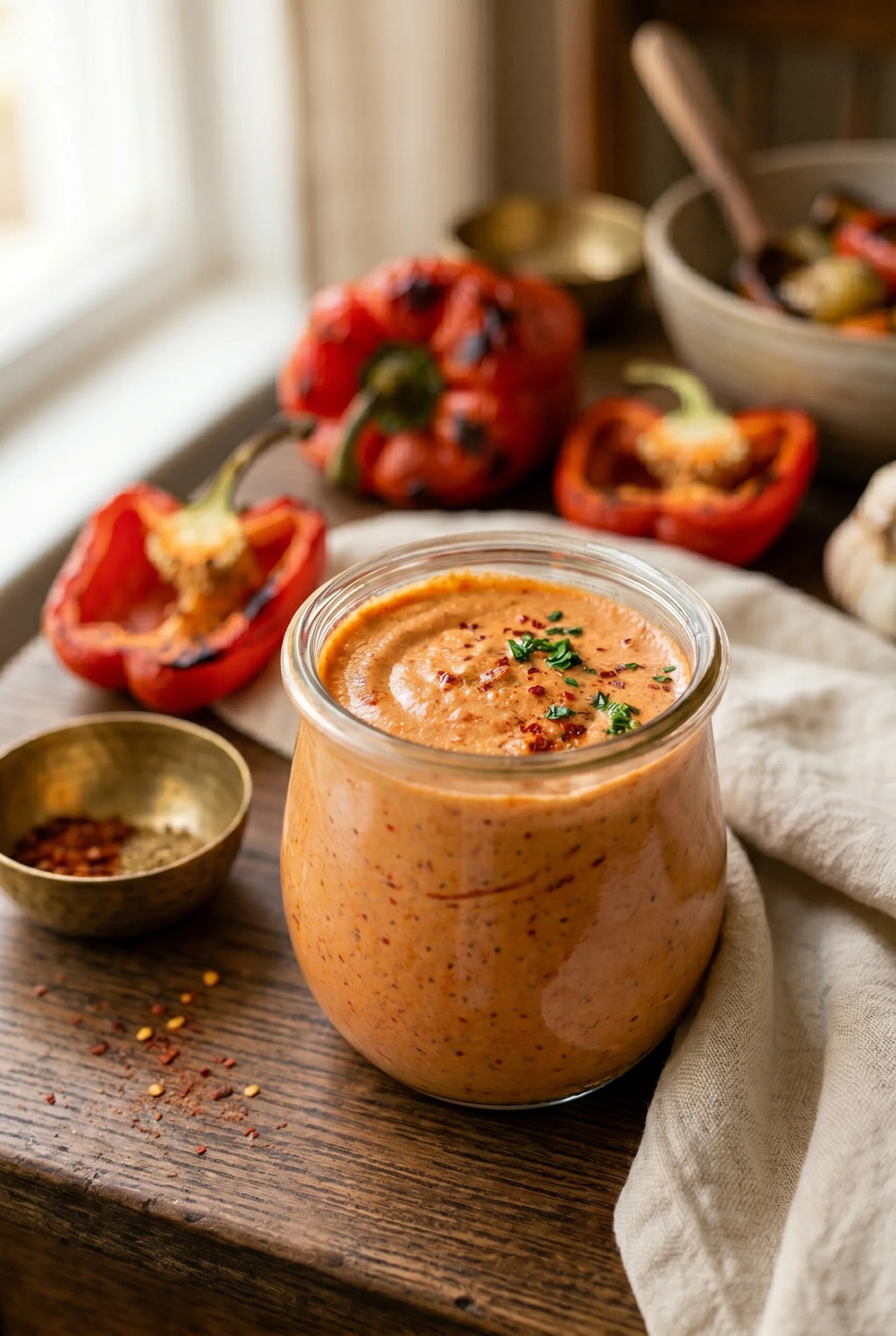 Roasted Red Pepper Yogurt Sauce — Sweet-Smoky 5-Minute Dressing