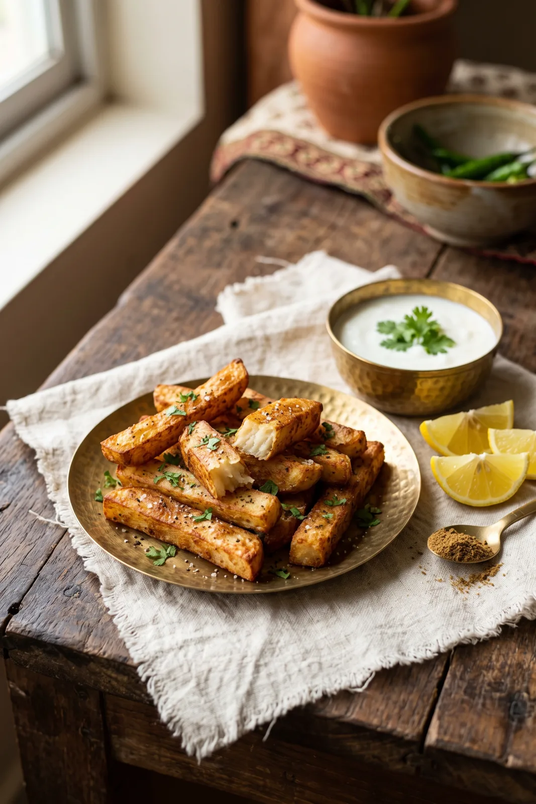 Air-Fried Yam (Suran) Fries