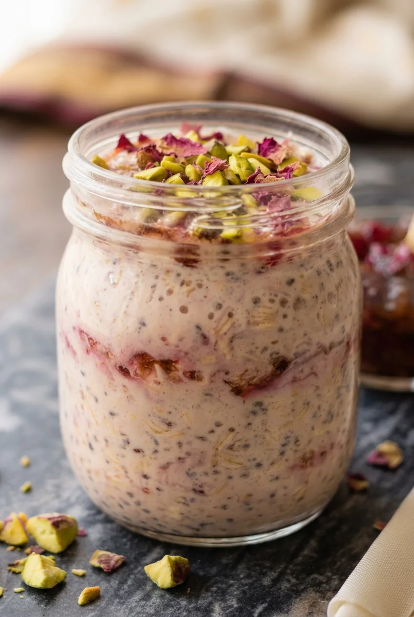 Gulkand Overnight Oats