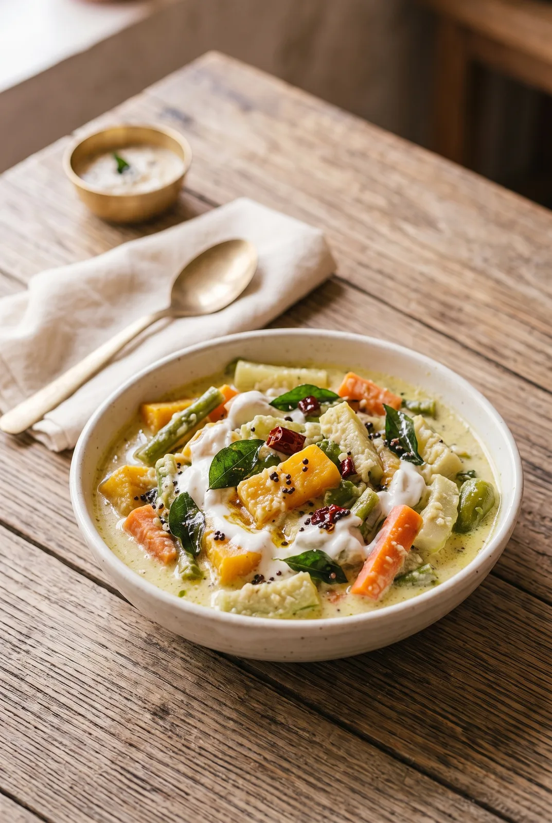Healthy Avial Recipe (Kerala Mixed Veg Stew) with Coconut Yogurt