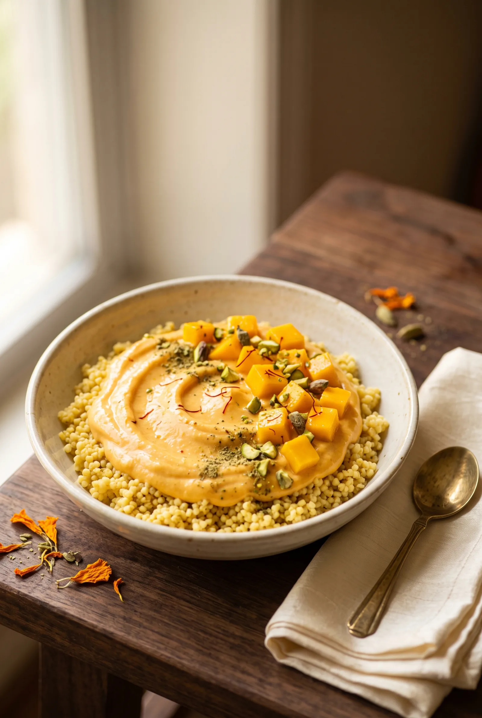 Mango Cardamom Shrikhand Millet Bowl