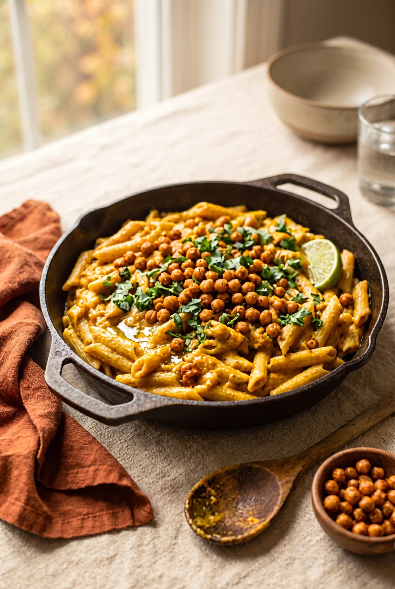 Roasted Butternut Squash Masala Pasta (Vegan Indian-Style)
